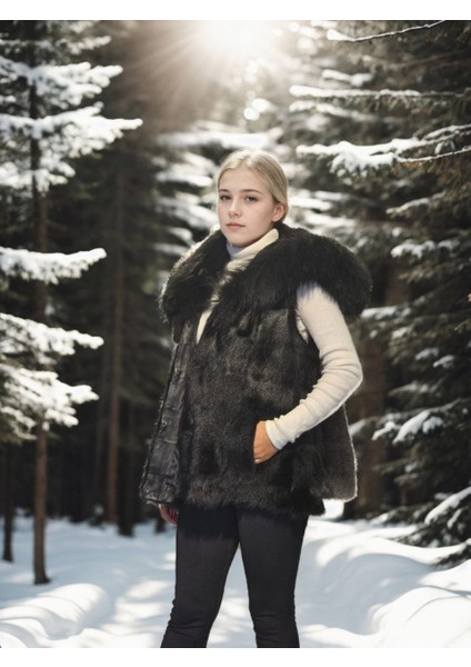 Kadın Kolsuz Kapüşonlu Yelek - Siyah fırsatları