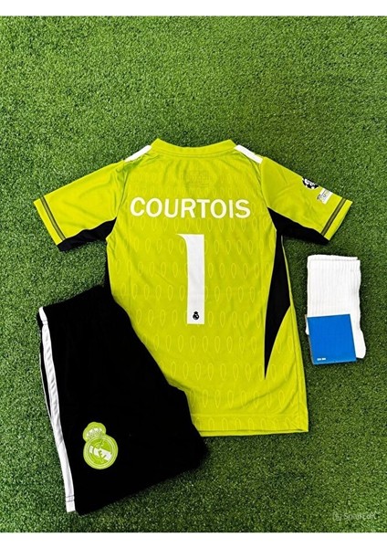Yeni Sezon 2024/ 25 R. Madrid Thibaut Courtois 1 Kaleci Çocuk Forması 3 Lü Set (Yeşil)