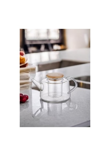 Bambu Kapaklı Süzgeçli Demlik 600 ml