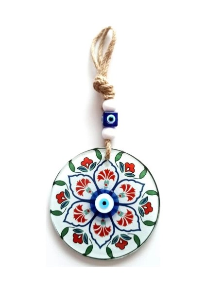 Karanfil Desenli Nazar Boncuklu Füzyon Cam Duvar Süsü fiyatları