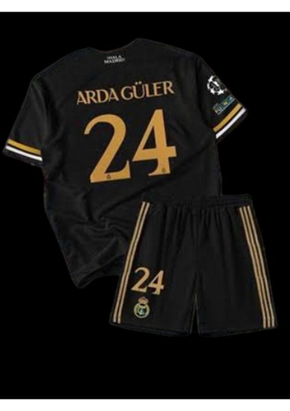'arda.' Güler.' 24 'real-Madrid-Cf' Siyah Özel Tasarım Çocuk Futbol Forması 3'lü Takım