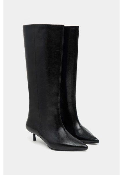 Ulrich Siyah Mat Ince Topuk Sivri Burun Kadın Çizme indirimleri