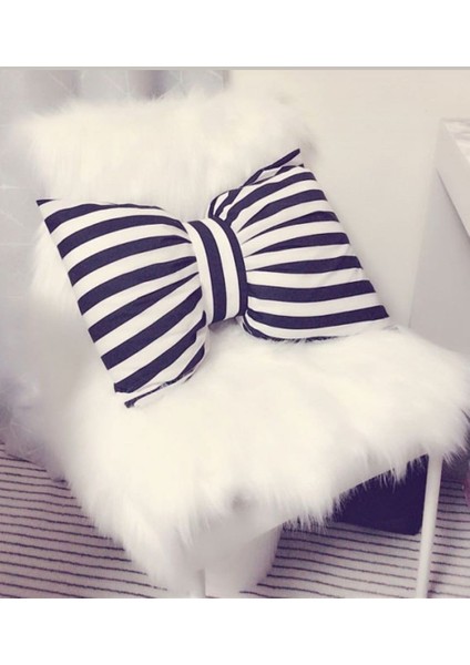 Dekoratif Fiyonk Puantiyeli Çizgili Puf Yastık 50X40 cm Kırlent fiyatları