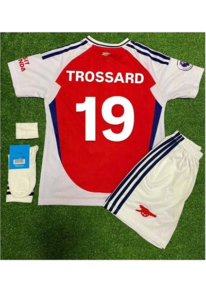 Arsenal 2024/25 Trossard Iç Saha Çocuk Forması 4lü Set Forma+Şort+Çorap+Bileklik