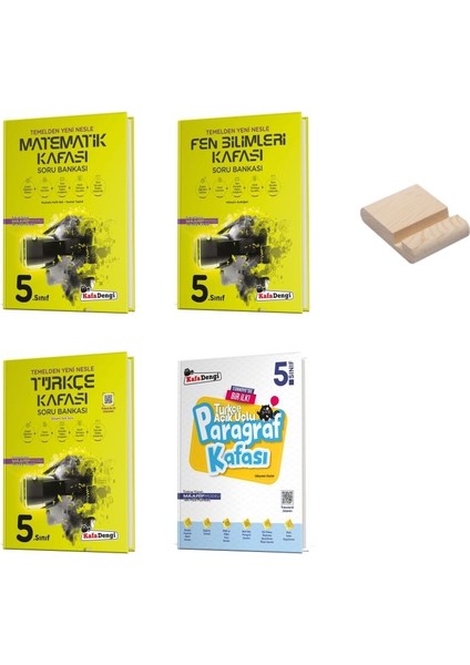 Kafa Dengi 5. Sınıf Matematik Fen Türkçe ve Paragraf Kafası Soru Bankası 4lü Set + Telefon Standı