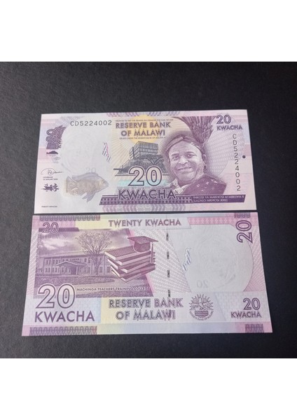 3996368F424728D26D 20 Kwacha Malavi Çil Eski Yabancı Kağıt Para