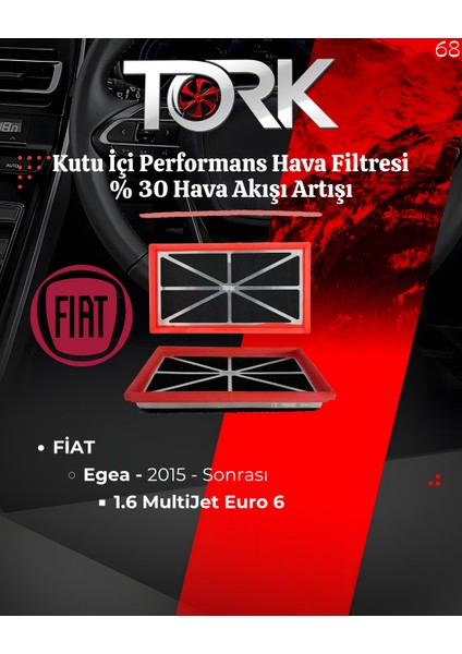 Fiat Egea 1.6 Multijet Kutu Içi Performans Hava Filtresi