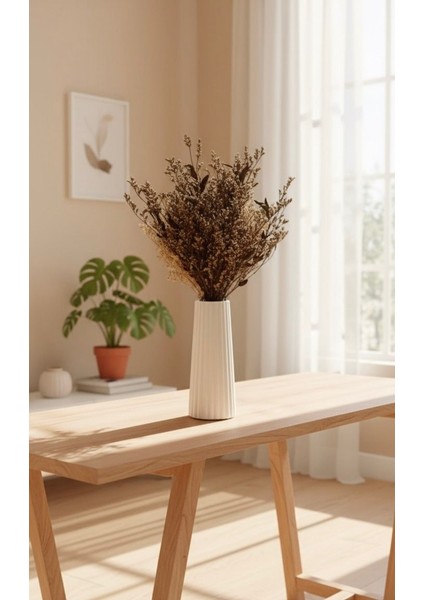 Modern Dekorasyon Için Şık Beyaz Çizgili Beton Çiçek Vazo - Minimalist ve Zarif Vazo Modelleri fiyatları