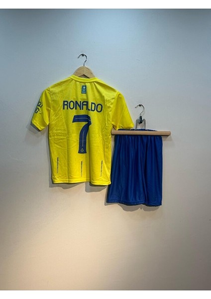 All Nassr Ronaldo Sarı Çocuk Futbol Çocuk Forması 2'li Set