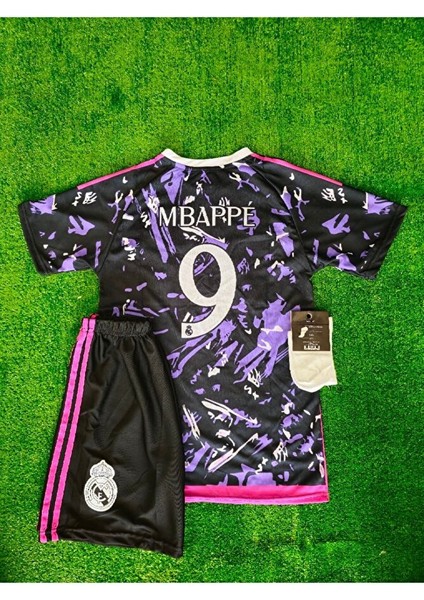 Real. Madrid. Kylian Mbappe 9 Özel Tasarım Çocuk Forması 3 Lü Set Siyah fiyatları