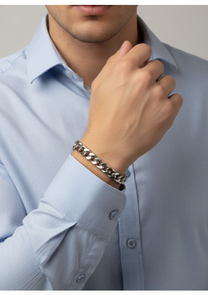 Kalın Zincir Erkek Çelik Bileklik