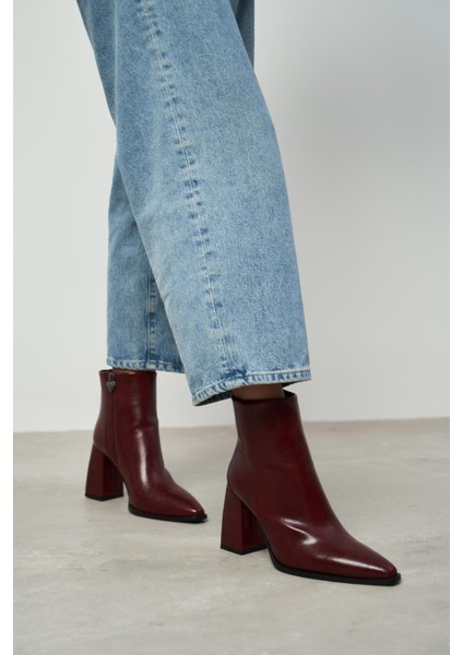 Juanita Bordo Raşel Rustik Desen Fermuar Detay Kadın Topuklu Bot fiyatları