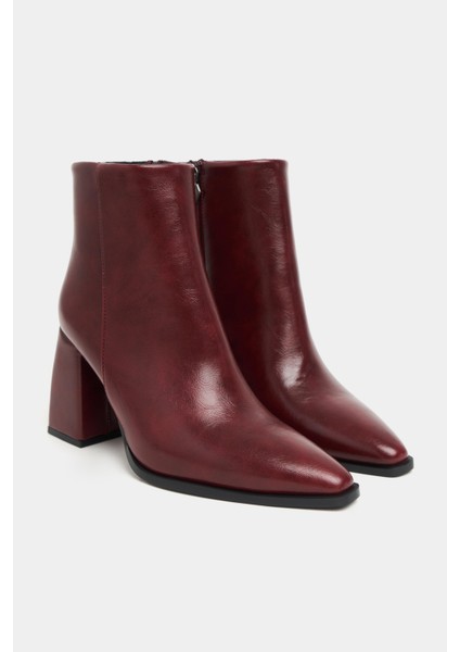 Juanita Bordo Raşel Rustik Desen Fermuar Detay Kadın Topuklu Bot fırsatları