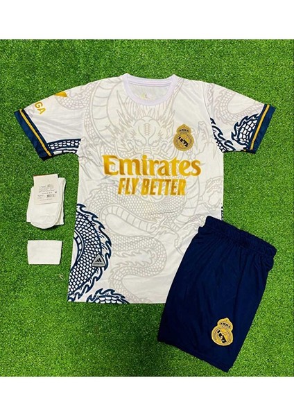 R.e.a.l M.a.d.r.i.d 2024/25 Sezon Dragon Desenli Cristiano Ronaldo Çocuk Forması 4'lü Set (Byzgold) fırsatları