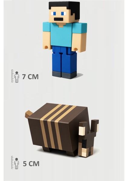Minecraft Steve ve Armadillo Set Hareketli Eklemli Figür