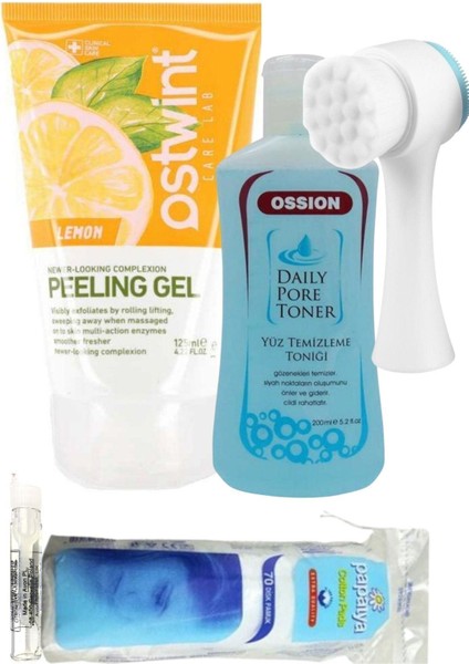 Limon Özlü Peeling Jel 125 ml + Tonik + Fırça / Cilt Seti 5 Parça