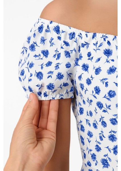 Bardot Omuzu Acık Çiçek Desenli Elbise - Desenli fiyatları