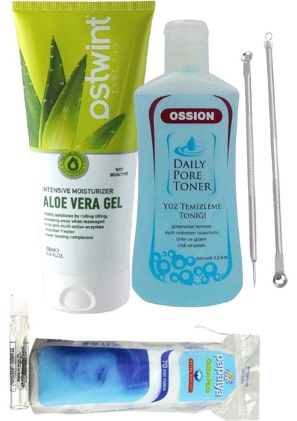 Aloe Vera Jel 200ML + Tonik + 2'li Akne Çubuğu /set 5 Parça