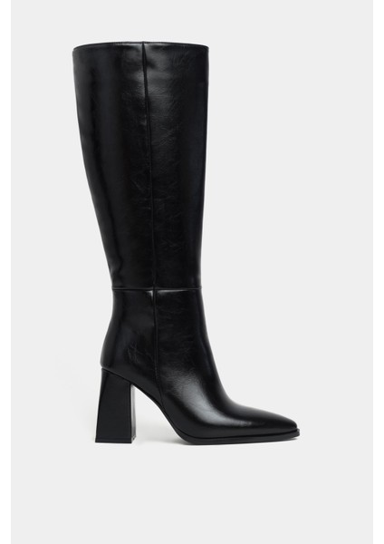 Jules Siyah Raşel Rustik Desen Fermuar Detay Kadın Topuklu Çizme indirimleri