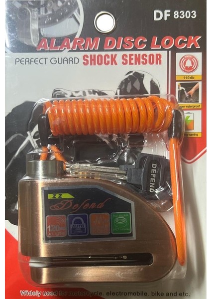 Alarmlı Hatırlatma Kablolu Motosiklet Disk Kiliti