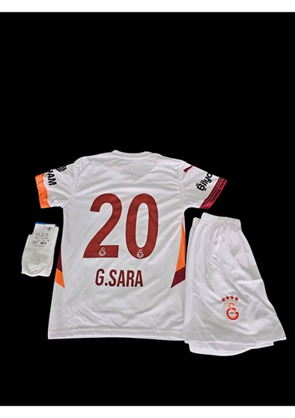 2024/2025 Sezon Gabriel SARA20 Numara Beyaz Deplasman Yeni Sezon Çocuk Futbol Forması
