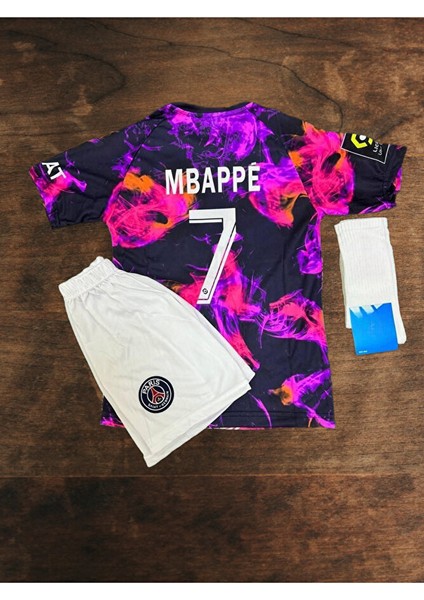 'paris-Saint-Germain-Fc' Mbappe 7 P's'g Eyfel Desenli Özel Tasarım Çocuk Futbol Forması 3'lü Takım modelleri