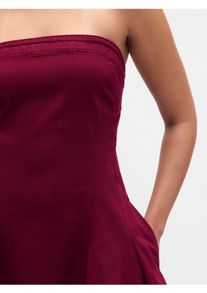 Kadın Bordo Denim Mini Elbise modelleri