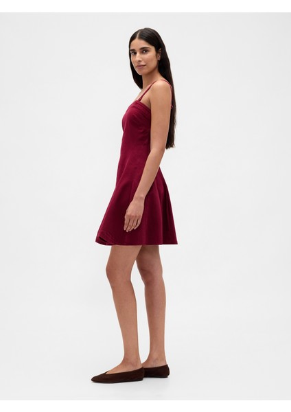 Kadın Bordo Denim Mini Elbise fırsatları