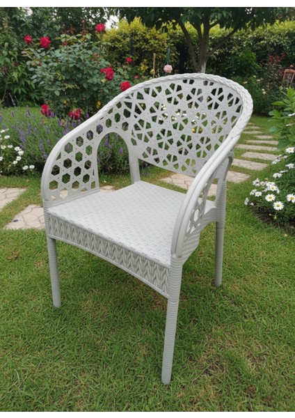 Lotus Bahçe Sandalyesi Rattan Desenli Gri