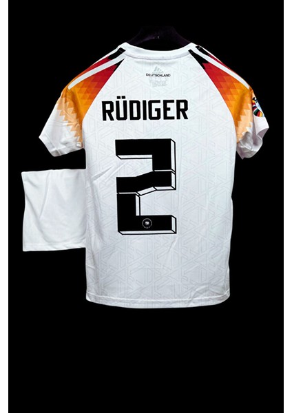 Almanya Euro 2024 Antonio Rüdiger 2 Iç Saha Beyaz Çocuk Forması 3'lü Set (White)