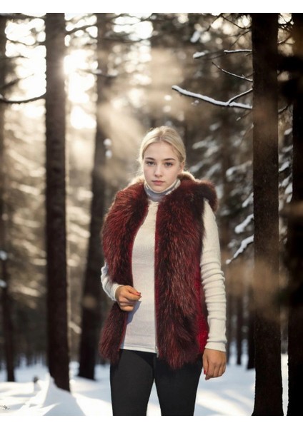 Kadın Kolsuz Fermuarlı Yelek - Kırmızı indirimleri