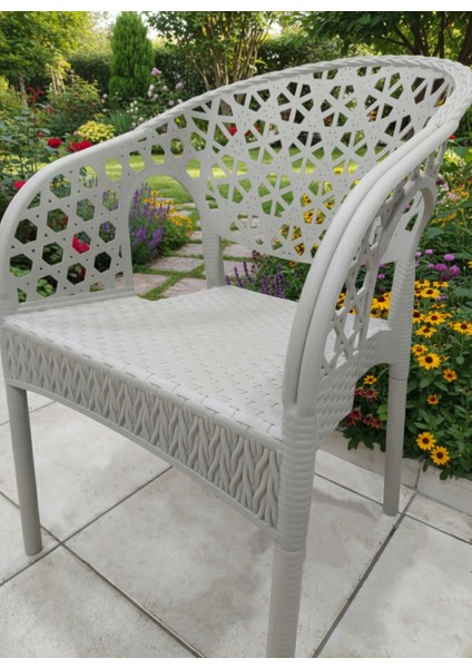 Lotus Bahçe Sandalyesi Rattan Desenli Gri indirimleri