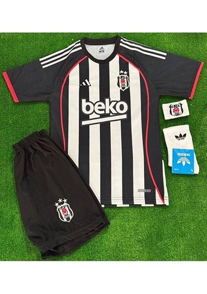 2026 Sezonu Beşikt'aş Isimsiz Siyah Beyaz Çizgili Çocuk Forması 4 Lü Set fiyatları