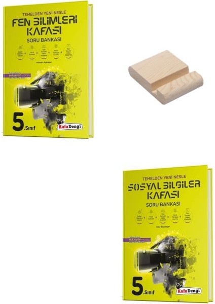 Kafa Dengi 5. Sınıf Fen Bilimleri ve Sosyal Bilgiler Kafası Soru Bankası + Telefon Standı