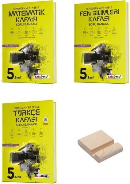 Kafa Dengi 5. Sınıf Matematik Fen ve Türkçe Kafası Soru Bankası 3lü Set + Telefon Standı