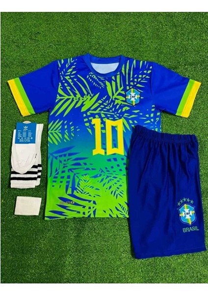 New 2026 N.e.y.m.a.r Jr //10 Brezilya/yeşil Çocuk Özel Tasarım Forması [ Çorap-Bileklik ]hediyeli fiyatları