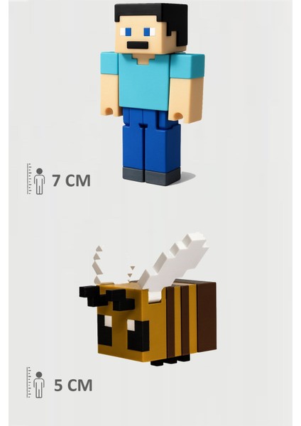 Minecraft Steve ve Arı Bee Set Hareketli Eklemli Figür