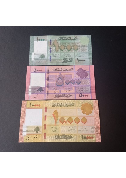 3996368F63C065D922 Lübnan 1000/5000/10.000 Livres Çil Eski Yabancı Kağıt Para