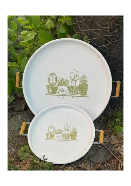 Ikili Yuvarlak Sunum Tepsisi Seti