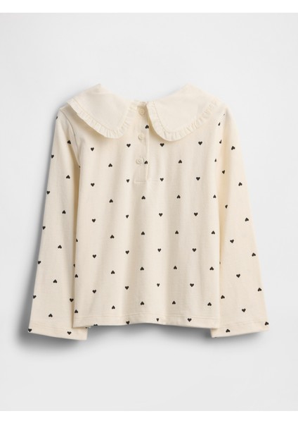 Kız Bebek Krem Sailor Yaka Uzun Kollu T-Shirt modelleri