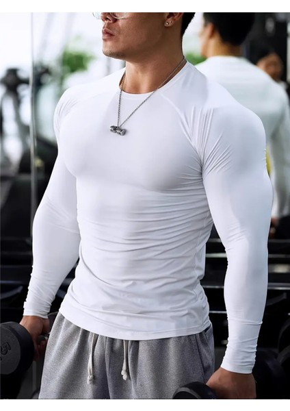 Uzun Kol Futbol Body Uzun Kol Fitness Body Gym Body Sporcu Uzun Kol Fitness Body Beyaz