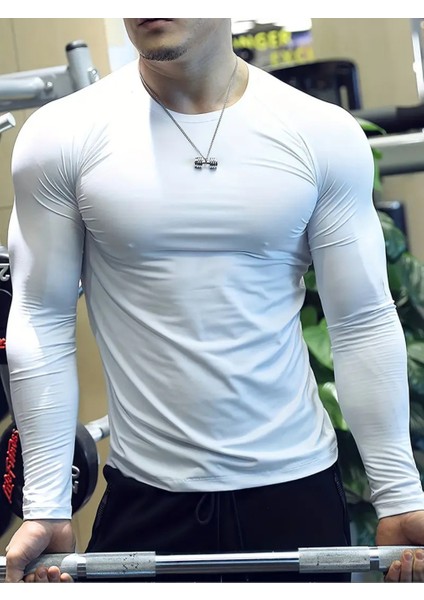 Uzun Kol Futbol Body Uzun Kol Fitness Body Gym Body Sporcu Uzun Kol Fitness Body Beyaz