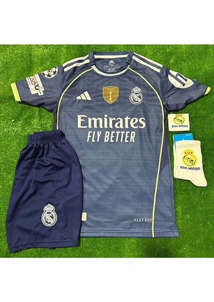 2026 Real Madrid Kylian Mbappé Yeni Sezon Deplasman Lacivert Çocuk Forması 4’lü Set fiyatları