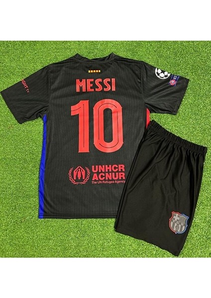B.a.r.ç.a 2024/25 Sezonu #10 Lionel Messi Özel Çocuk Forması Çorap Bileklik Hediyeli (Black)