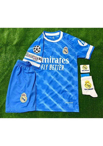 2026 Real Madrid Ronaldo Yeni Sezon Alternatif Mavi Çocuk Forması 4’lü Set fiyatları