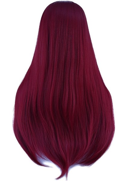 Düz Perçemli Uzun Fiber Sentetik Peruk / Kızıl indirimleri