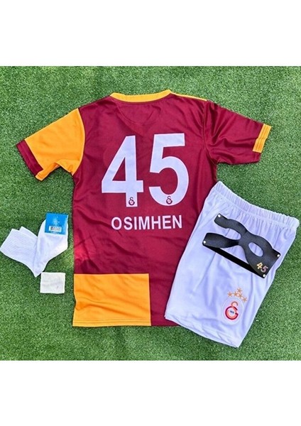Galata.sarây\\v.osimhen Sarı Kırmızı 2026 Parçalı Yeni Sezon Çocuk Futbol Forması 5li Seti/pasifik/