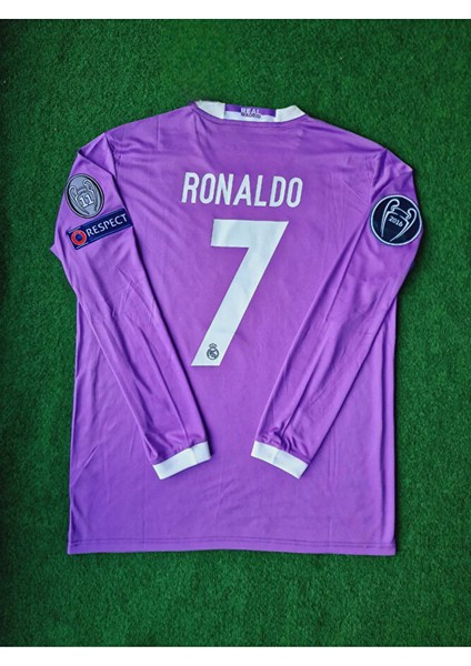 Retro Cristiano Ronaldo Final Cardiff Mor Uzun Kol Futbol Forması Özel Forma Kumaşı