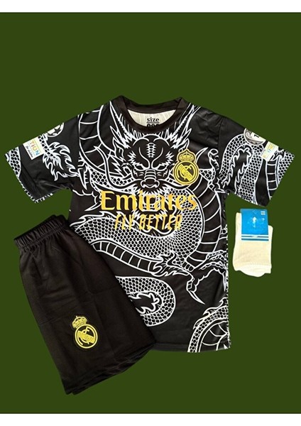 Real Madrıd Mbappe Dragon Desenli Siyah 4lü Set Forması fırsatları