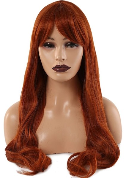 Kahküllü Uzun Dalgalı Fiber Sentetik Peruk / Bakır fiyatları